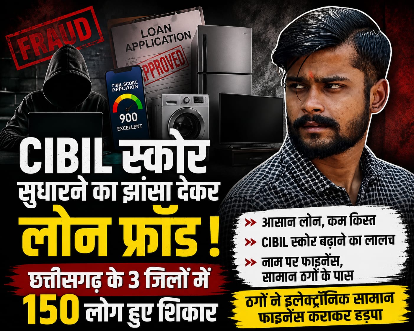 CIBIL स्कोर सुधारने का झांसा, 150 लोगों से लोन फ्रॉड का आरोप; दुर्ग समेत तीन जिलों में फैला ठगी का जाल