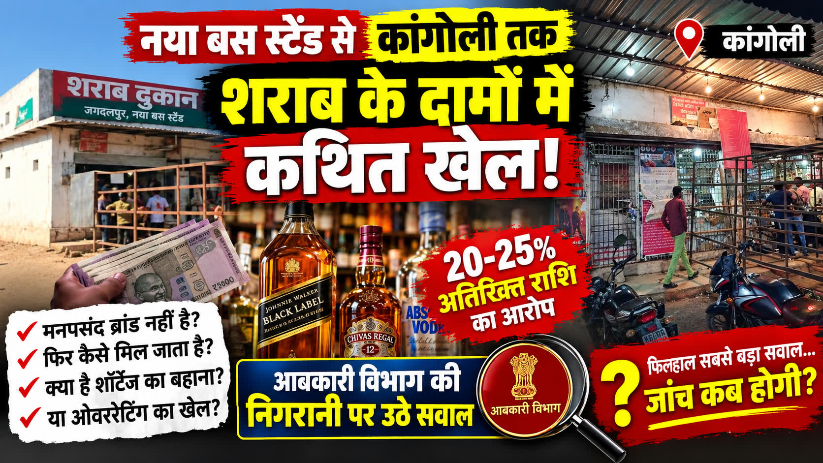 बस्तर में शराब पर ‘ओवररेटिंग’ का खेल! नया बस स्टैंड से कांगोली वाइन शॉप तक उठे सवाल…